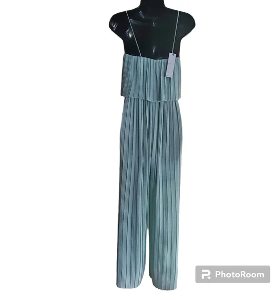 VICI Nikita Plisse Sage Jumpsuit Size Small - Picture 6 of 8